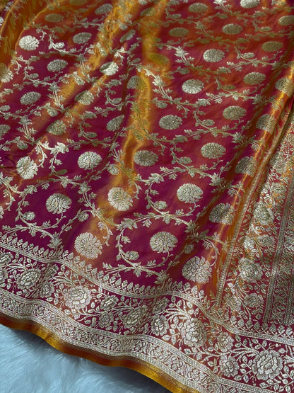 Light Weight Fire Gold shades Satin Silk Saree SS15