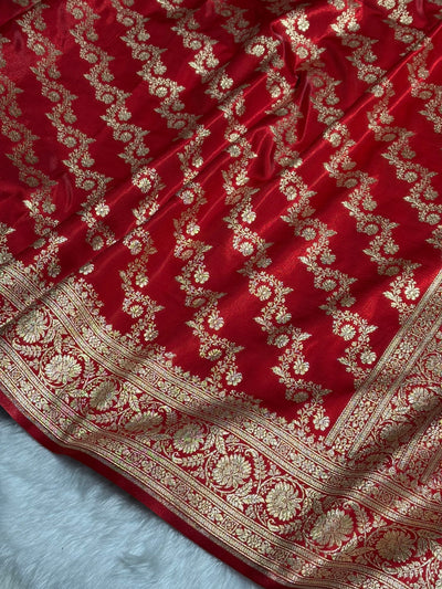 Red Shades Banarasi Satin Silk Saree SS32