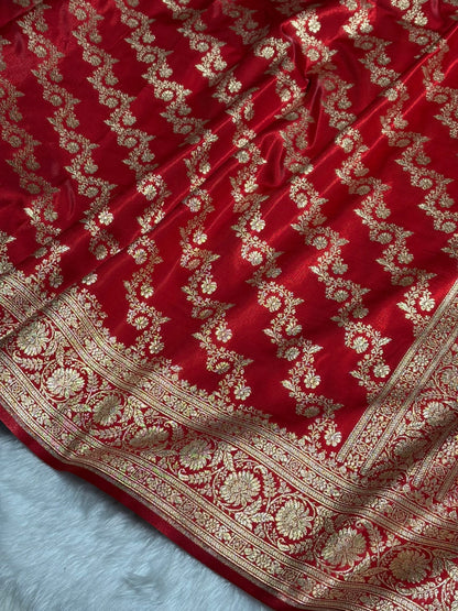 Red Shades Banarasi Satin Silk Saree SS32