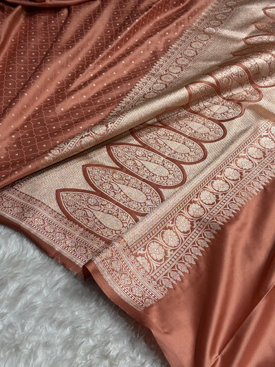 Peach Cross Shades Tanchoi Motif Mashru Silk Saree MST-13