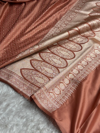 Peach Cross Shades Tanchoi Motif Mashru Silk Saree MST-13