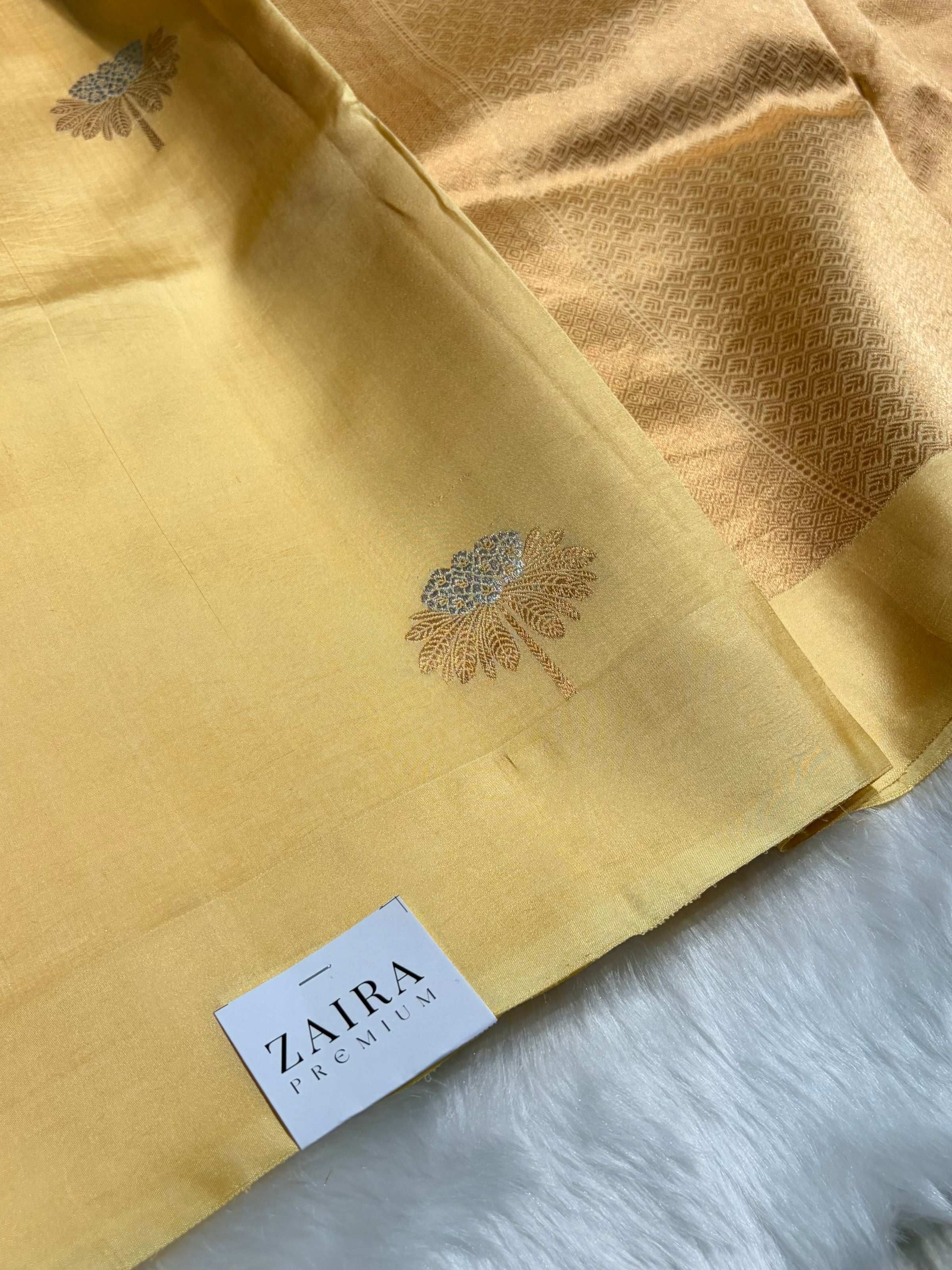 Lemon Shades Meena Boota Handwoven Raw Mango Silk RM-43