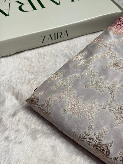 Contrast White with Maroon Floral Jaal Mashru Silk Saree  MS28