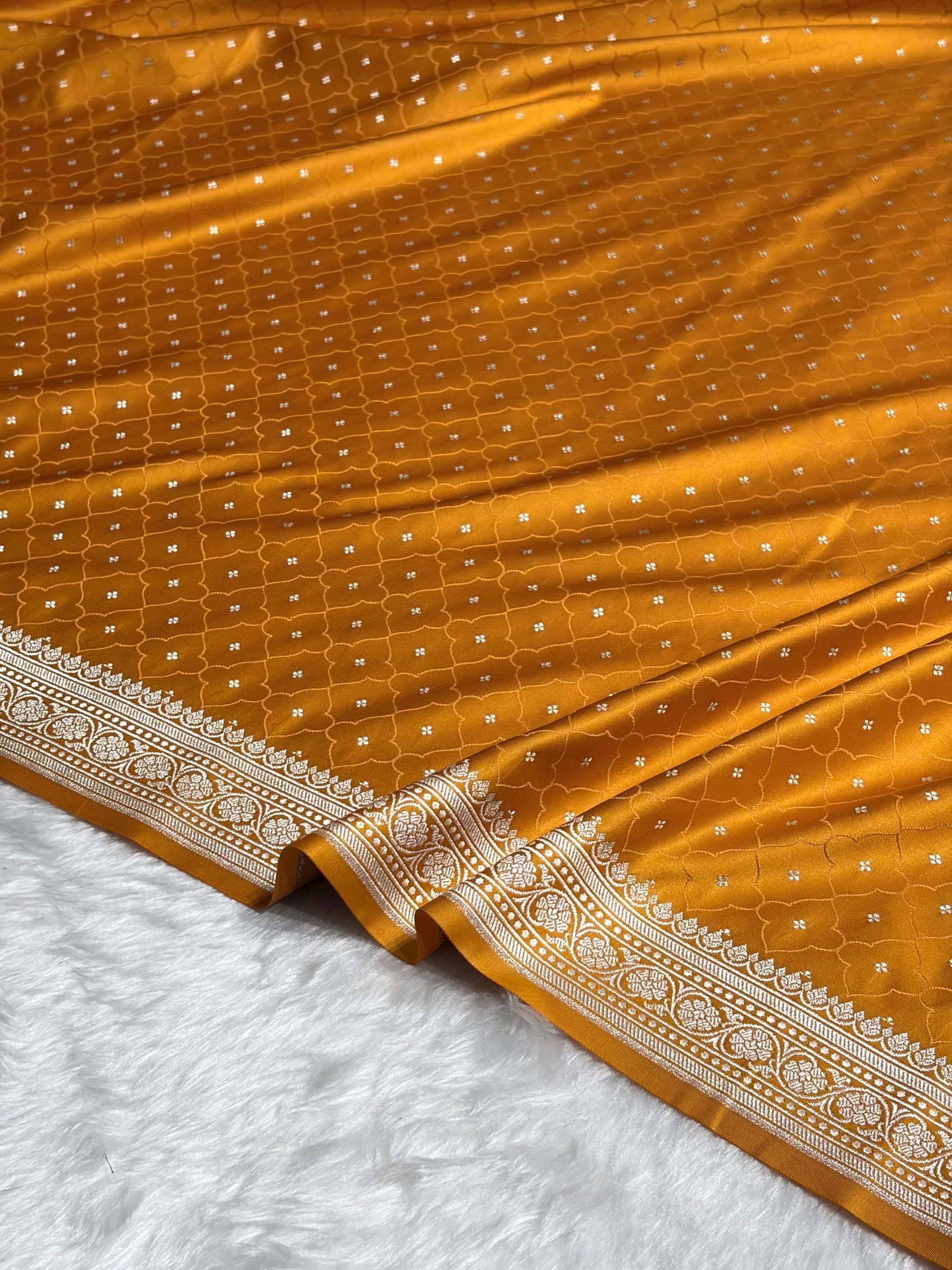 Mustard Gold Shades Tanchoi Motif Mashru Silk Saree MST-13