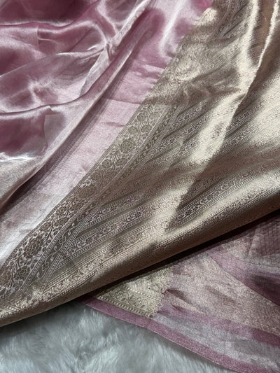 Baby Pink Shades Pure Tissue Silk Saree with Brocade Blouse PT-08