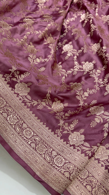 Banarasi Pattern Mauve Shade Mashru Silk Saree