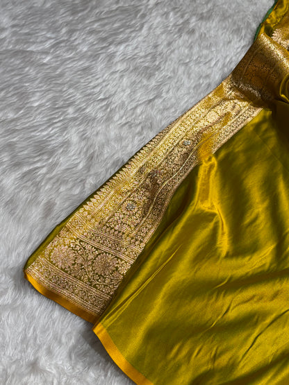 Bridal Mehendi Unique Boota Pattern With Stone & Ari Work Satin Katan Silk Saree BSK69