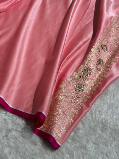 Banarasi Baby Pink Booti With Swarovski Work Katan Silk Saree BSK09