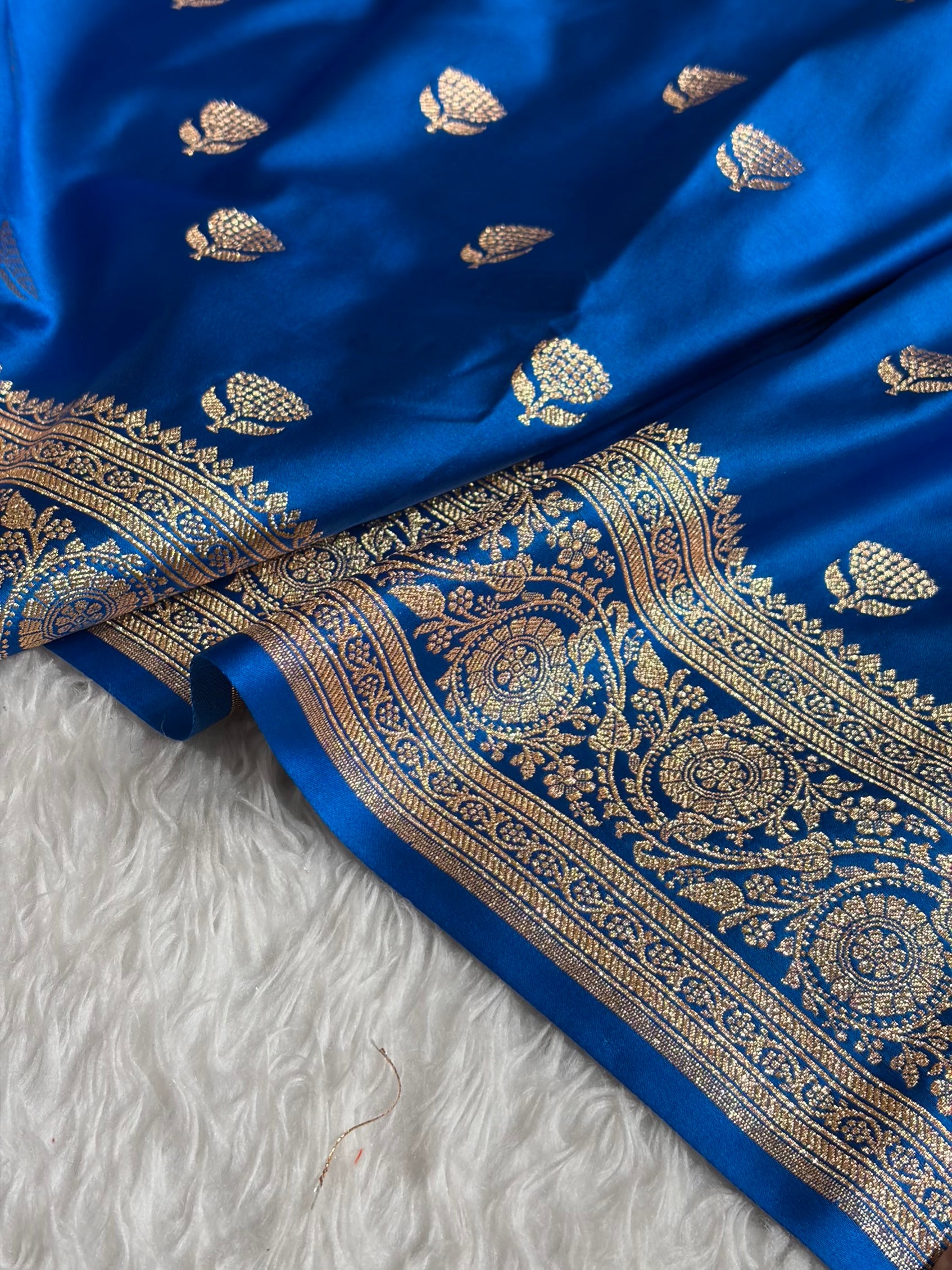 Banarasi Satin Katan Saree in Firozi Shades SK85