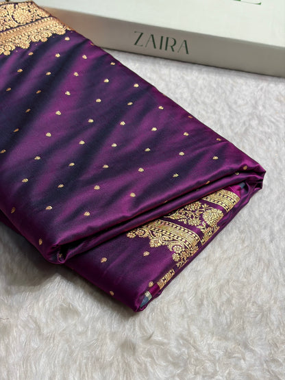Banarasi Satin Katan Saree in Wine Shades SK91