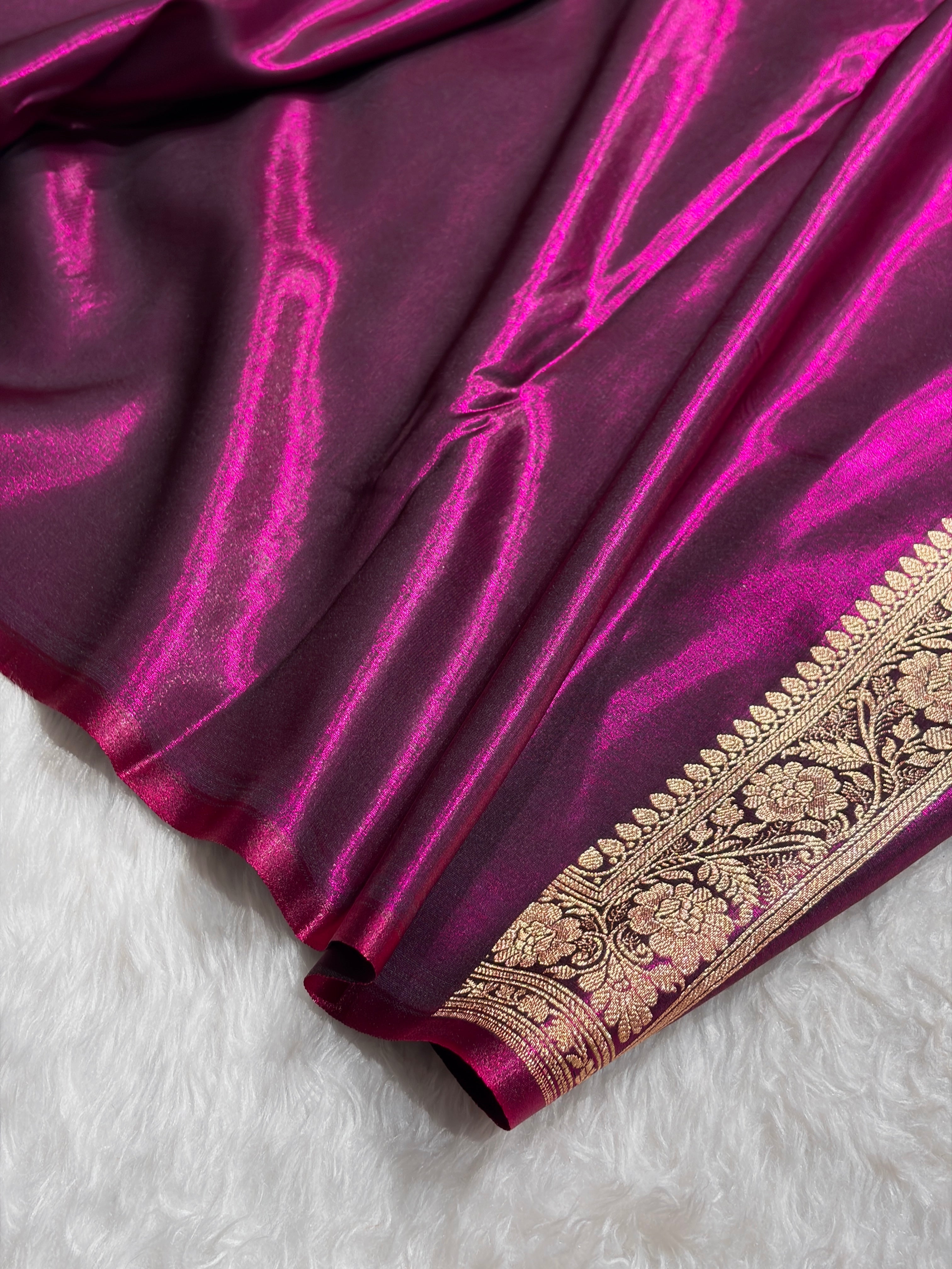 Satin Silk Saree Banarasi Cross with booti In Wine Shades SS22