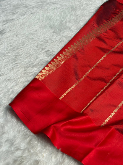Contrast Pure Banarasi Organza Royal Blue With Maroon Floral Banarasi Silk Saree PO-13
