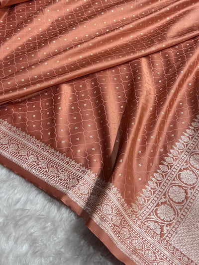 Peach Cross Shades Tanchoi Motif Mashru Silk Saree MST-13