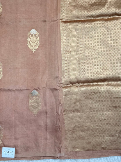 Brownish Pink Meena Boota Handwoven Paper Mango silk