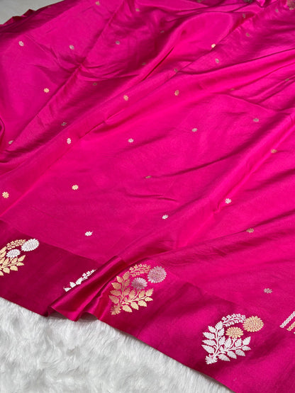 Rani Shade Handwoven Kaduwa Pure Katan Raw Mango Silk RM-05