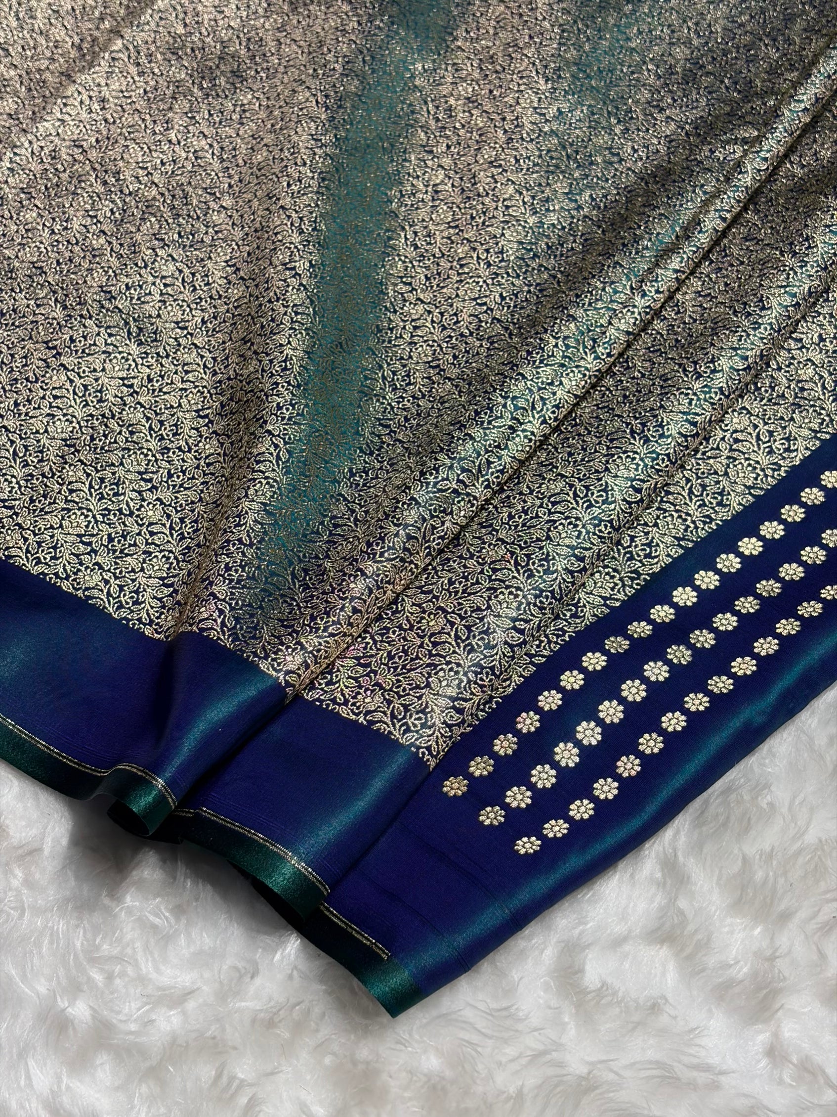 Peacock Shades Banarasi Satin Silk Saree SS35