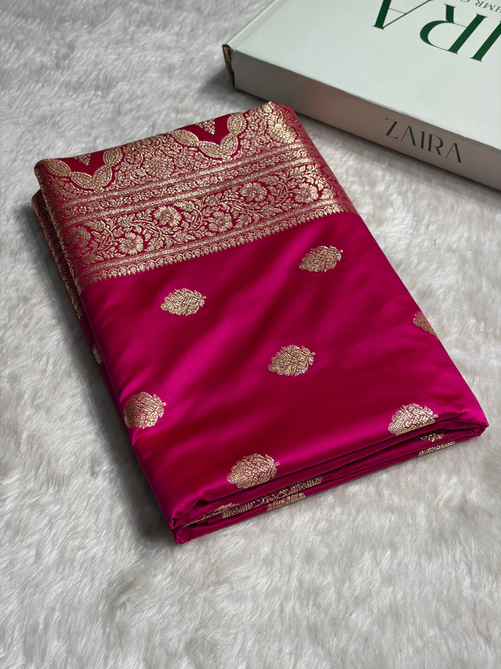 Rani Booti Pattern Satin Katan Silk Saree SK65