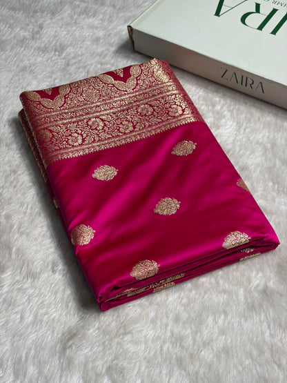 Rani Booti Pattern Satin Katan Silk Saree SK65