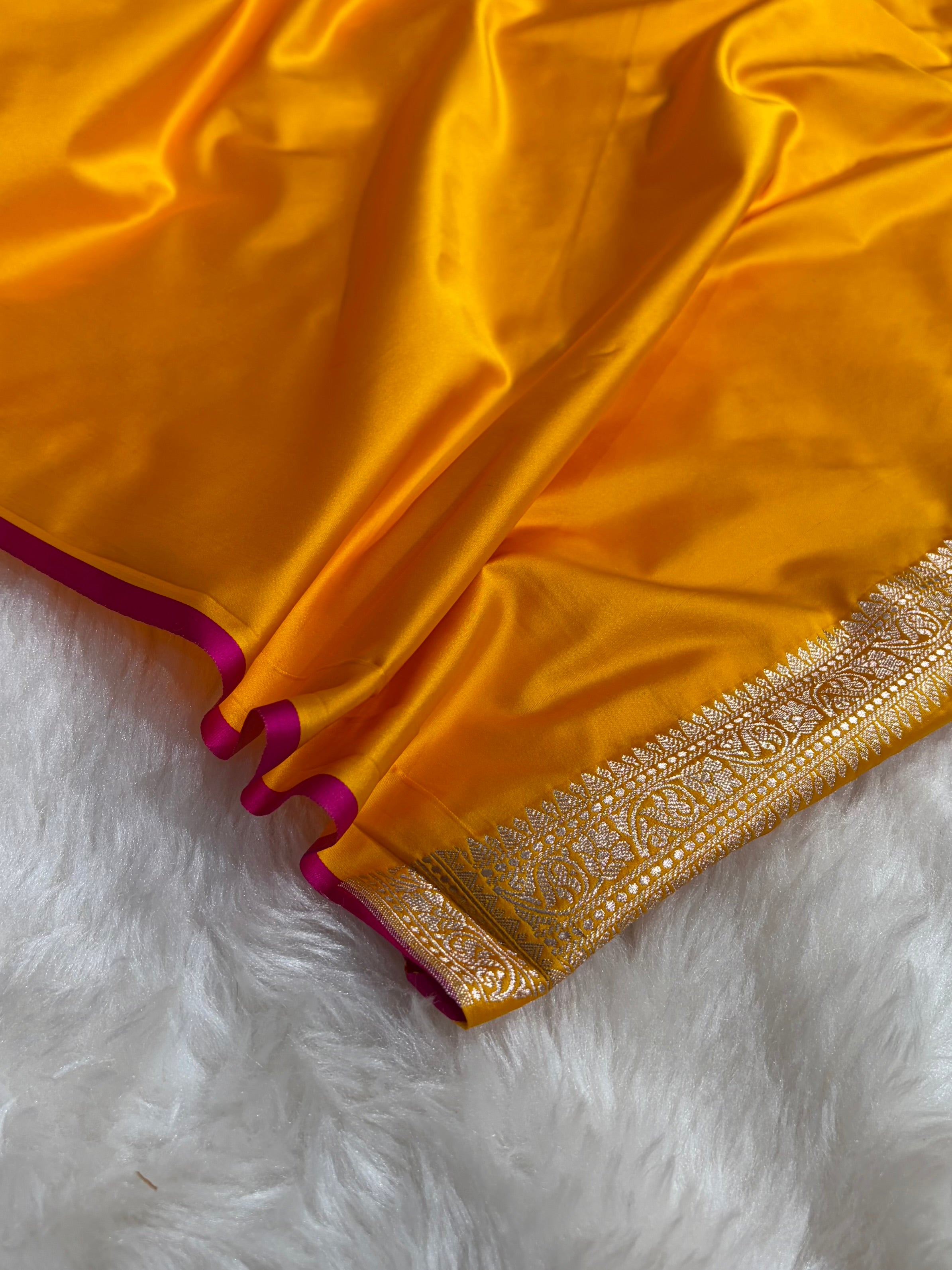 Premium Banarasi Satin Katan Saree in Mustard Gold Shades SK90