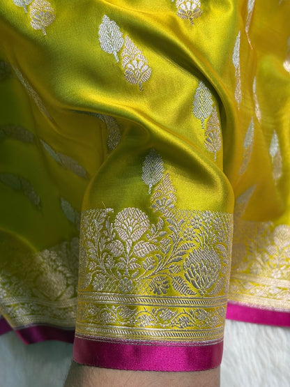 Liril Green Shades Floral Booti Mashru Silk Saree MSM-69