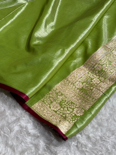 Ultra Light Weight Satin Silk Boota in Mehndi Green Shades SS05