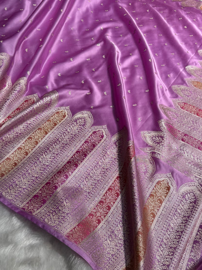 Skirt Border Lavender Minakari Mashru Silk Saree MS13