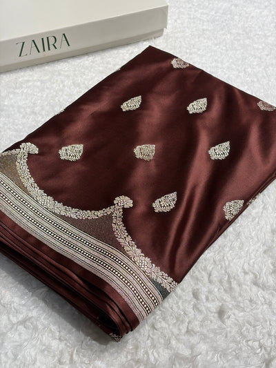 Chocolate Shades Scallop Mashru Silk Saree MCS20