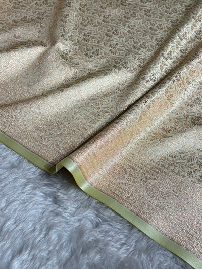 Cream Shades Brocade Satin Silk Saree Banarasi Saree Shades SS30