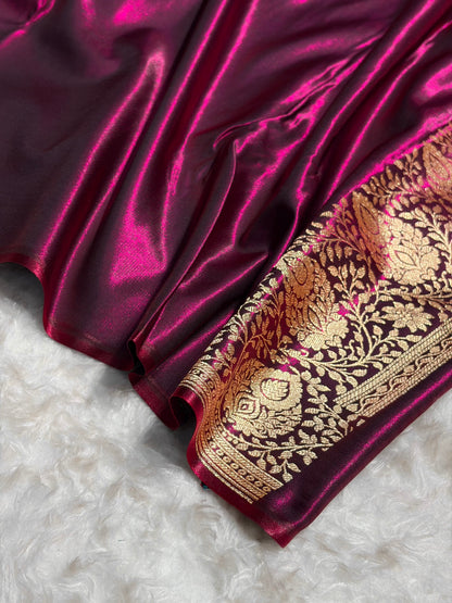 Ultra Light Weight Satin Silk Boota in Wine Shades SS31