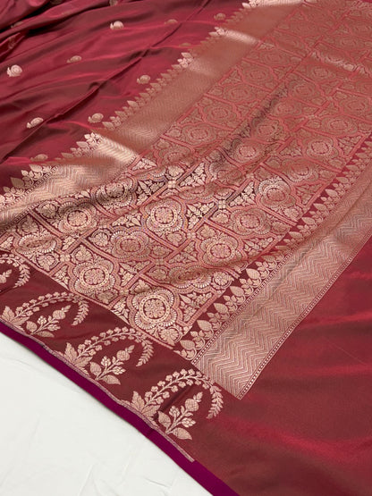Rusty Mauve Shade With Booti Pattern Mashru Silk Saree