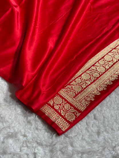 Banarasi Satin Katan Saree in Red Shades SK91