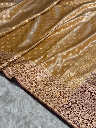 Banarasi Contrast Satin Silk Booti in Tusser With Garnet Shades SS01