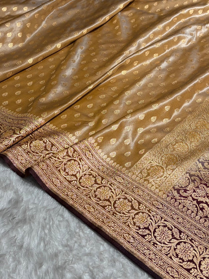 Banarasi Contrast Satin Silk Booti in Tusser With Garnet Shades SS01