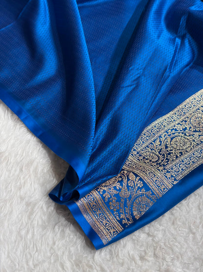 Banarasi Satin Katan Saree in Firozi Shades SK85