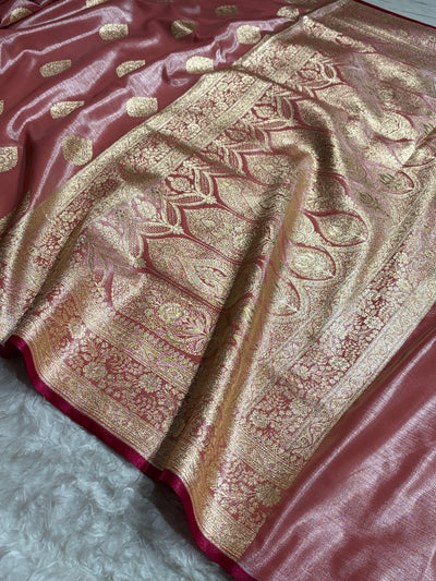Ultra Light Weight Satin Silk Boota in Gajri Shades SS05