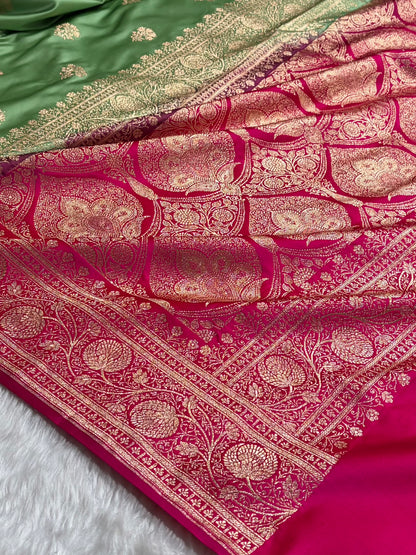 Pista Green- Rani Banarasi Boota Katan Silk Saree SKM29