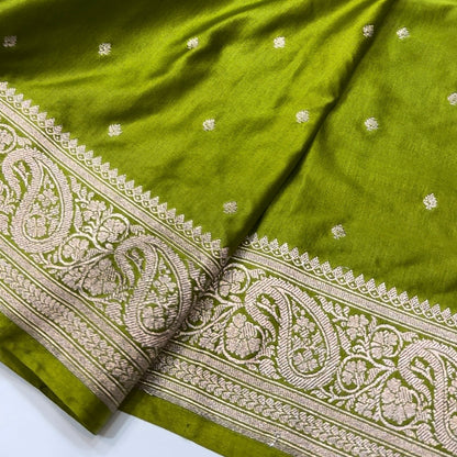 Apple Green Mashru Silk Saree