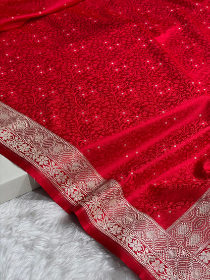 Red Shades Tanchoi Motif Mashru Silk Saree MST-15