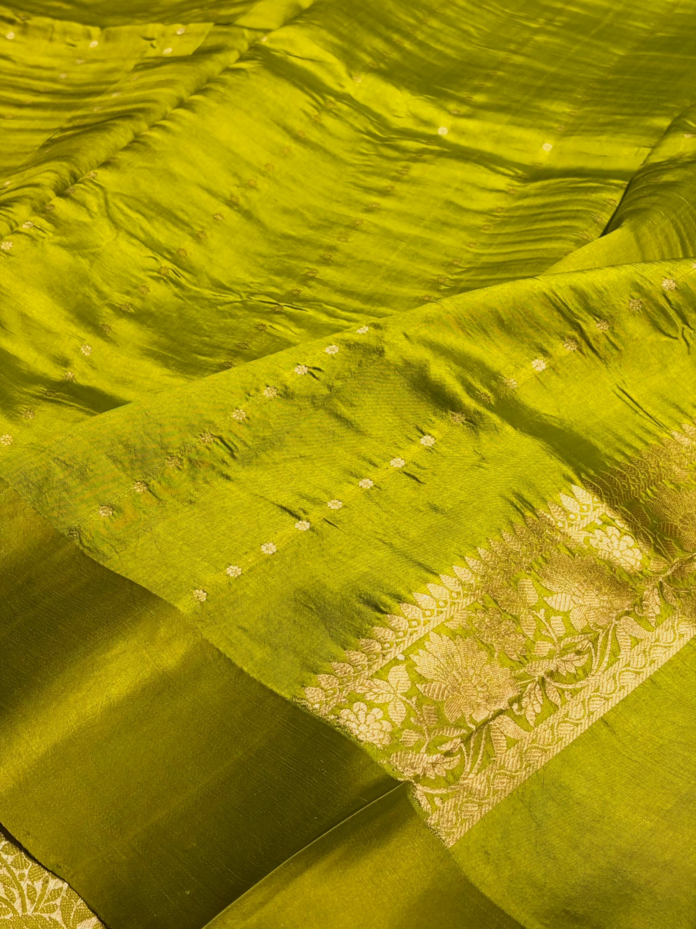Green Shades Meena Boota Handwoven Raw Mango Silk RM-22