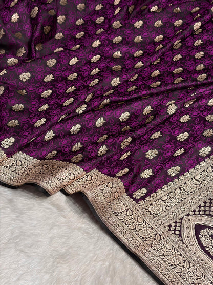 Dark Magenta Shades Tanchoi Motif Mashru Silk Saree MST-10