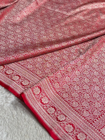 Banarasi Red Shades Brocade Mashru Silk Saree MS84