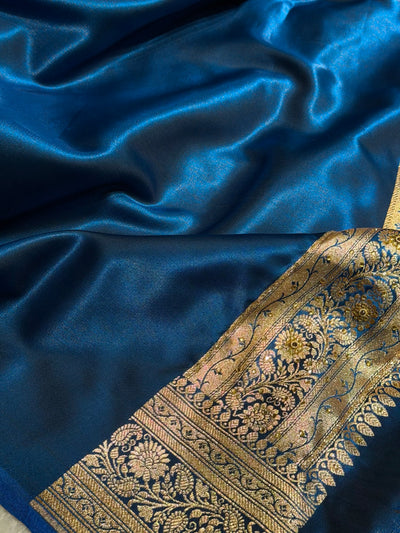 Banarasi German Blue Satin Cross with Ari and Stone BSS11