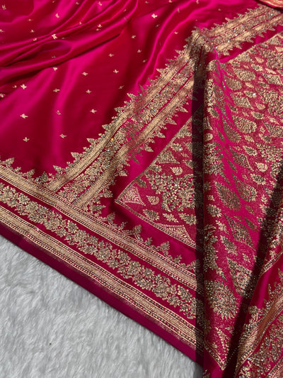 Pink Banarasi Swarovski Work Booti Katan Silk Saree BSKM17