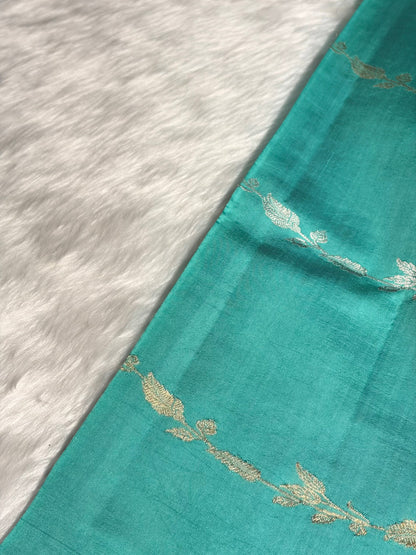Sea Green Shades Handwoven Pure Raw Mango Silk RM-39