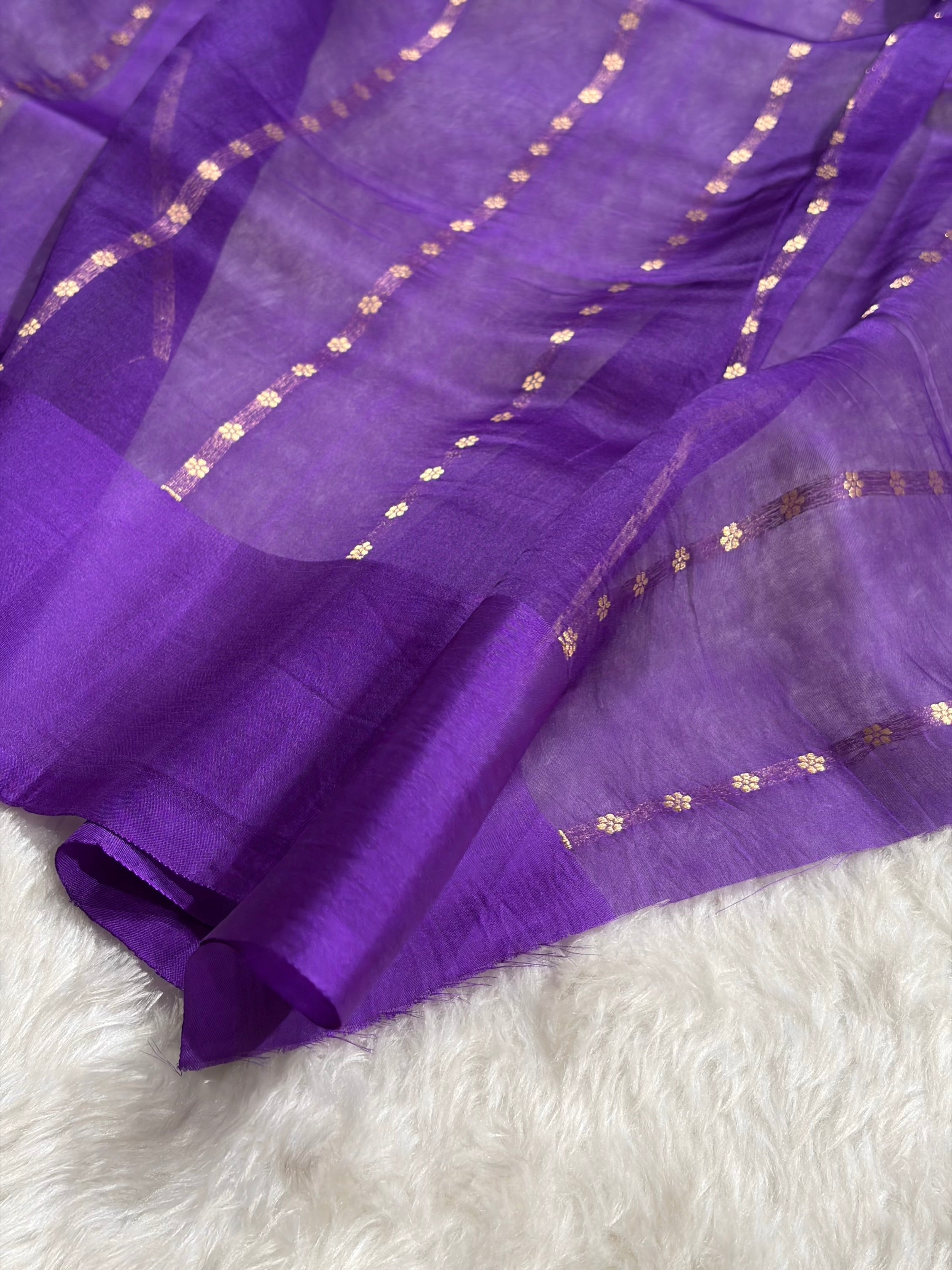 Banarasi Pure Organza  Purple Shades With Minakari Banarasi Silk Saree PO-45