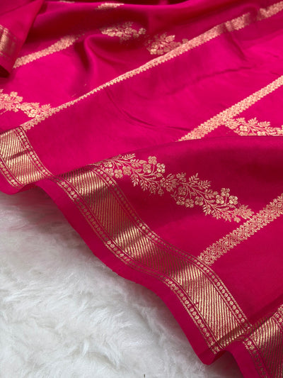 Banarasi Red Shades Handwoven Pure Paper Silk  RM-68