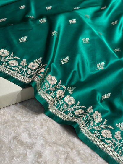 Banarasi Peacock Boota With Floral Border Mashru Silk Saree MSM-85