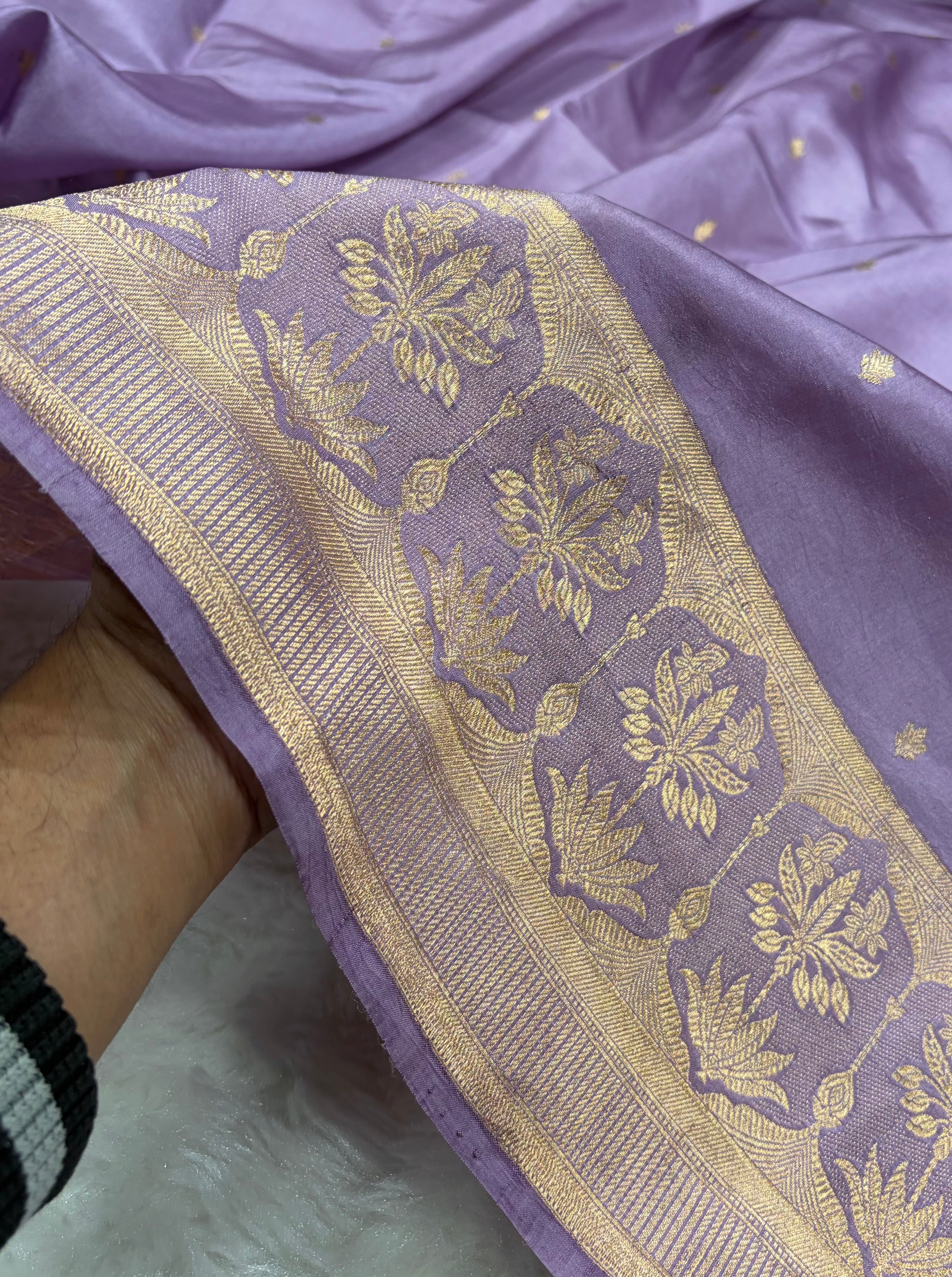 Banarasi Lavender Shades Handwoven Pure Paper Silk Saree RM-89