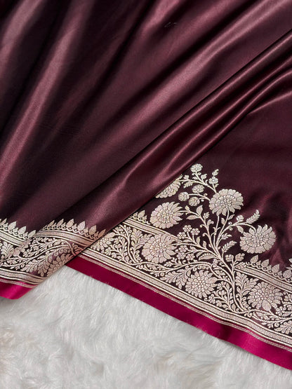 Garnet Shades Floral Border Mashru Silk Saree MSM-62