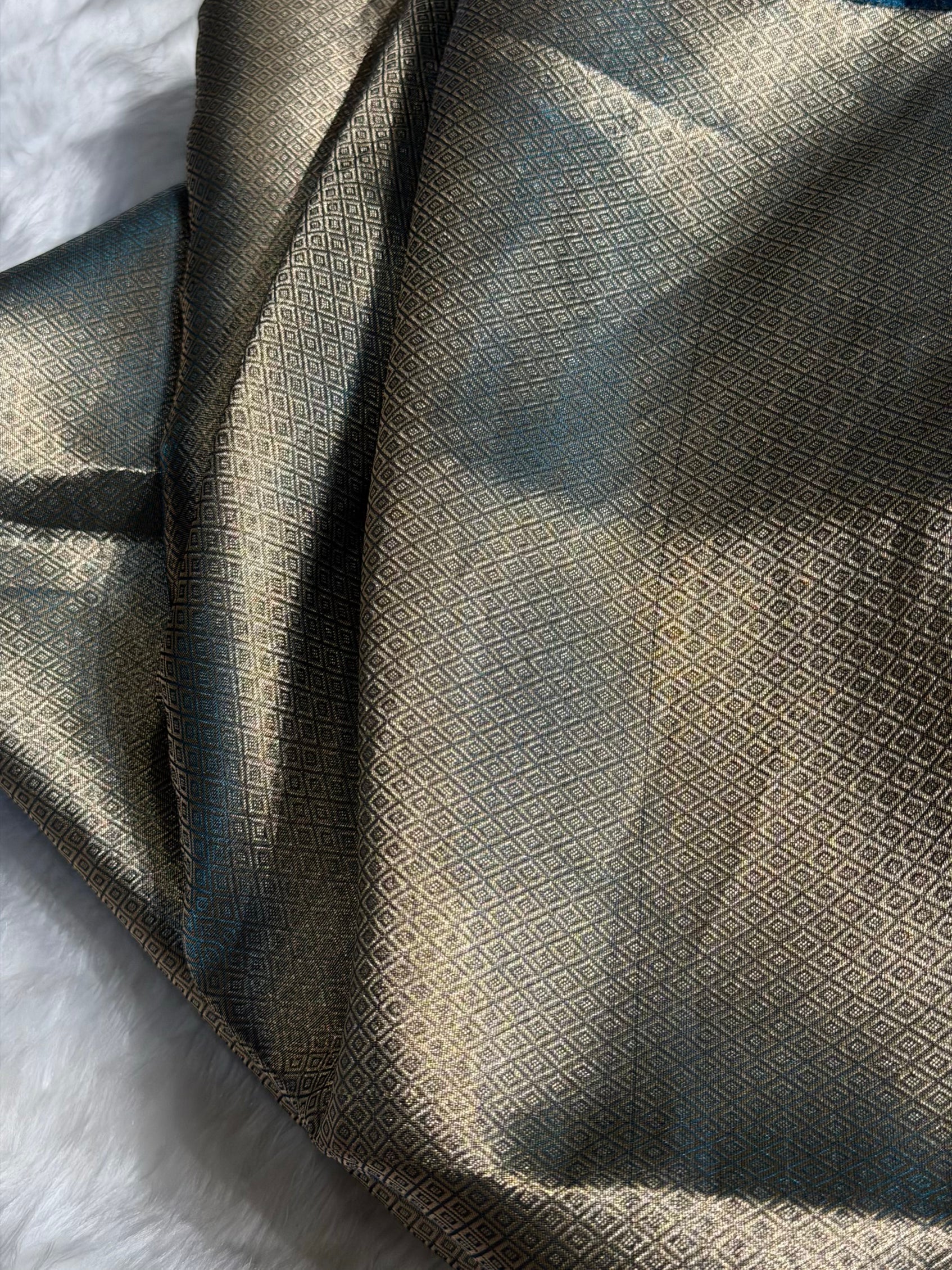 German Blue Shade Pure Tissue Silk Saree with Gota Patti PTGP-17